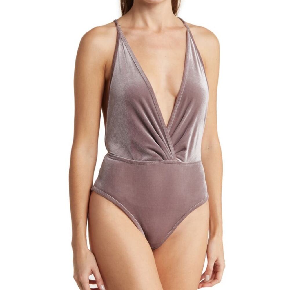 Wishlist Velour Bodysuit in Gold Size S
